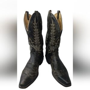 Tony Lama Distressed Black Leather Western Boots  Men's Size 10 D Style #C2387